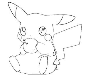 Pikachu boyama sayfası,  coloring page, Elmalı ve Pikachu görüntü, 