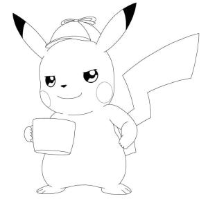 Pikachu boyama sayfası,  coloring page, Yazdırılabilir Dedektif Pikachu, 