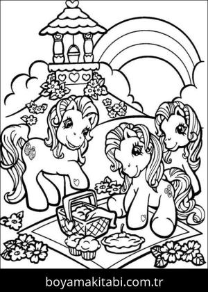 Piknik boyama sayfası,  coloring page, , My Little Pony Having A Picnic With Her Friends1
