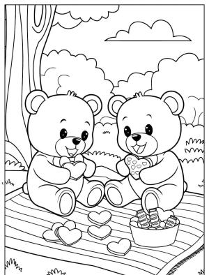 Piknik boyama sayfası,  coloring page, , Spring Picnic Time Of Bears