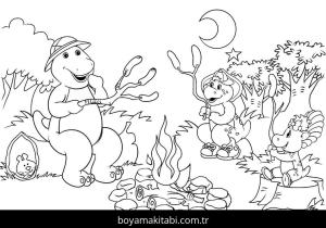 Piknik boyama sayfası,  coloring page, , Barney And Friends Having A Picnic