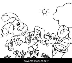 Piknik boyama sayfası,  coloring page, , Blue And Friends At The Picnic