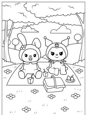 Piknik boyama sayfası,  coloring page, , Spring Picnic Time Of Sanrio