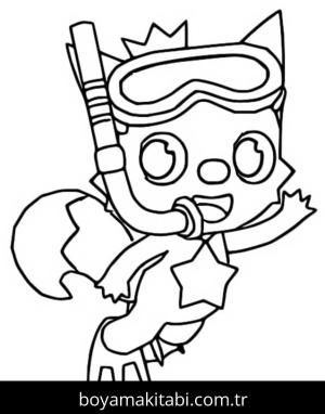 Pinkfong boyama sayfası – çizgi film temalı, basit çizim