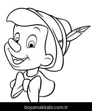 Pinokyo boyama sayfası – basit çizim, kolay boyama