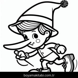 Pinokyo boyama sayfası – renkli çizimler, okul öncesi