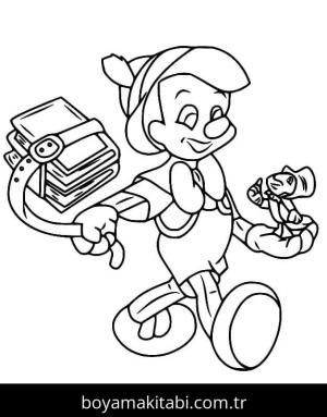 Pinokyo boyama sayfası – basit çizim, kolay boyama