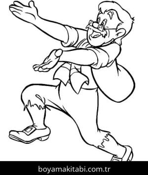 Pinokyo boyama sayfası – çocuk aktivitesi, PDF indir