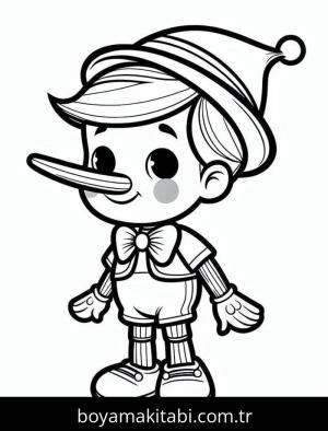 Pinokyo boyama sayfası – eğlenceli etkinlik, el becerilerini geliştirir