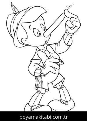 Pinokyo boyama sayfası – basit çizim, kolay boyama