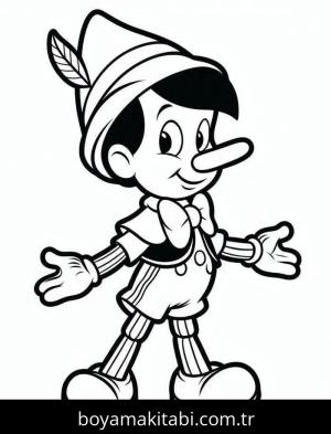Pinokyo boyama sayfası – eğitici aktivite, yaratıcılık