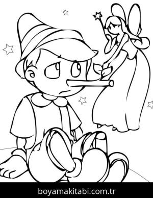 Pinokyo boyama sayfası – sevimli karakter, sanatsal çalışma