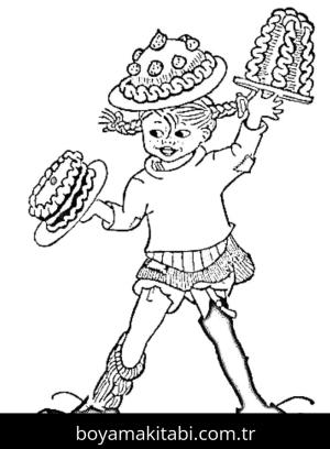 Pippi Uzunçorap boyama sayfası – el becerilerini geliştirir, boyama çalışması