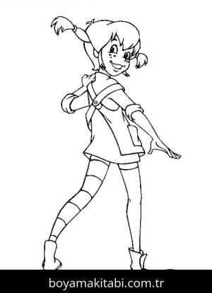 Pippi Uzunçorap boyama sayfası – çizgi film temalı, basit çizim