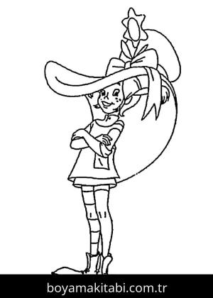 Pippi Uzunçorap boyama sayfası – sevimli karakter, sanatsal çalışma