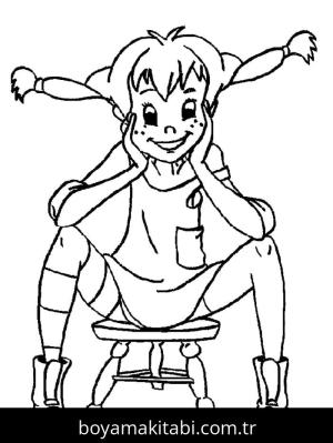 Pippi Uzunçorap boyama sayfası – evde etkinlik, ücretsiz yazdır