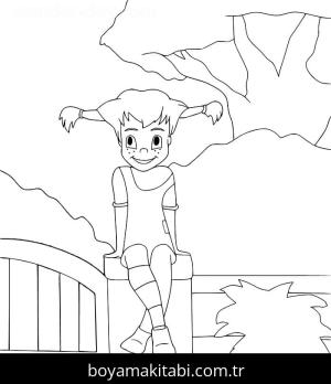 Pippi Uzunçorap boyama sayfası – çocuklar için, çizgi film temalı