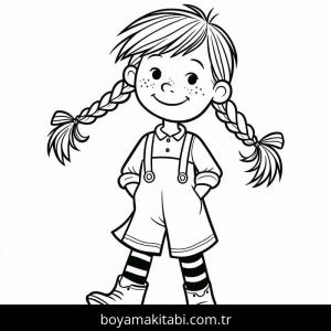 Pippi Uzunçorap boyama sayfası – çocuklar için, çizgi film temalı