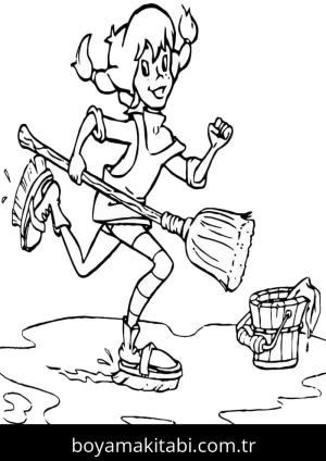 Pippi Uzunçorap boyama sayfası – okul öncesi, evde etkinlik