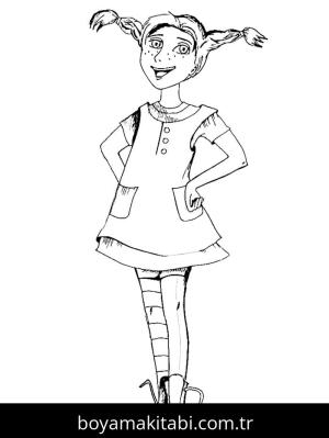 Pippi Uzunçorap boyama sayfası – kolay boyama, eğitici aktivite
