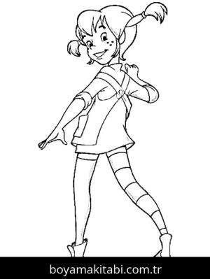 Pippi Uzunçorap boyama sayfası – renkli çizimler, okul öncesi