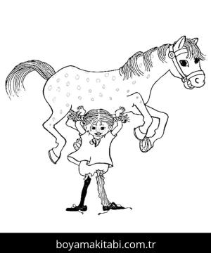 Pippi Uzunçorap boyama sayfası – eğlenceli etkinlik, el becerilerini geliştirir