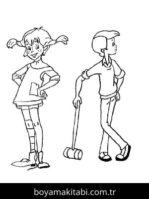 Pippi Uzunçorap boyama sayfası – boyama çalışması, yaratıcılığı geliştirir