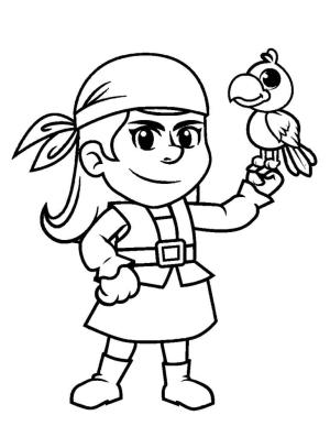 Pirate boyama sayfası,  coloring page, Kuş ile Korsan, 