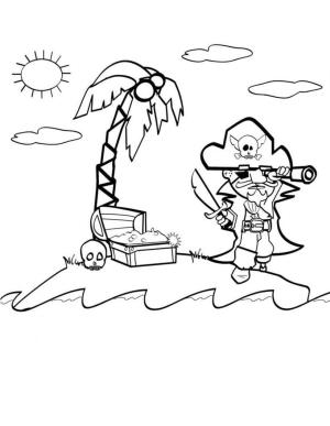 Pirate boyama sayfası,  coloring page, Çöl Adasında Korsan, 