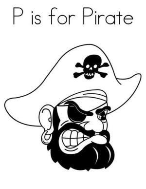 Pirate boyama sayfası,  coloring page, P Korsan Içindir, 