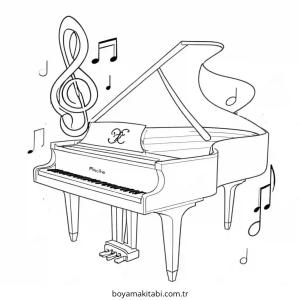 Piyano boyama sayfası – basit çizim, kolay boyama