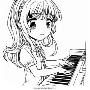 Piyano boyama sayfası – çocuklar için, çizgi film temalı