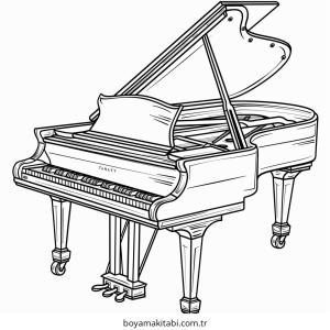 Piyano boyama sayfası – çocuk aktivitesi, PDF indir
