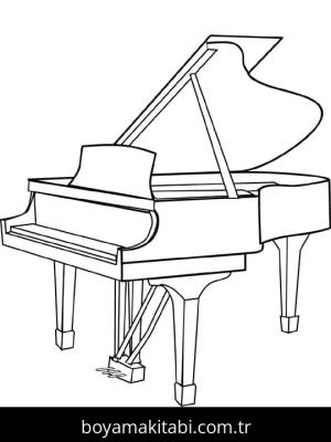 Piyano boyama sayfası – eğlenceli etkinlik, el becerilerini geliştirir