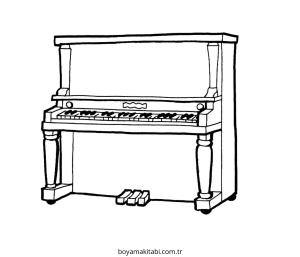 Piyano boyama sayfası – PDF indir, sevimli karakter