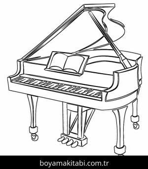Piyano boyama sayfası – sevimli karakter, sanatsal çalışma
