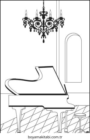 Piyano boyama sayfası – okul öncesi, evde etkinlik