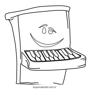 Piyano boyama sayfası – çocuklar için, çizgi film temalı