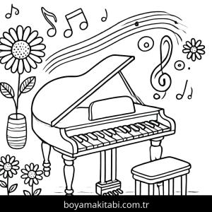 Piyano boyama sayfası – ücretsiz yazdır, boyama etkinliği