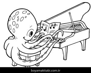 Piyano boyama sayfası – sanatsal çalışma, çocuklar için