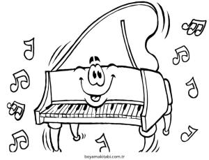 Piyano boyama sayfası – çizgi film temalı, basit çizim