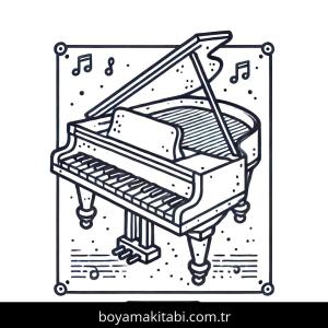Piyano boyama sayfası – el becerilerini geliştirir, boyama çalışması