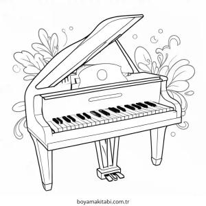 Piyano boyama sayfası – basit çizim, kolay boyama