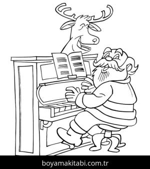 Piyano boyama sayfası – çizgi film temalı, basit çizim