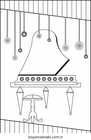 Piyano boyama sayfası – yaratıcılık, eğlenceli etkinlik