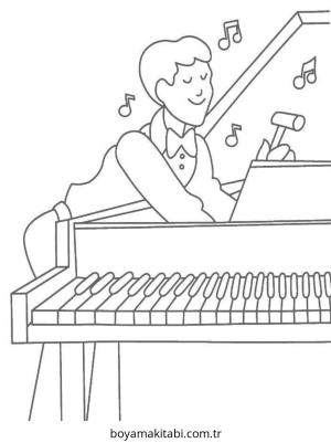 Piyano boyama sayfası – boyama çalışması, yaratıcılığı geliştirir