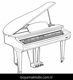 Piyano boyama sayfası – keyifli zaman, renkli çizimler