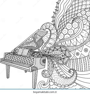 Piyano boyama sayfası – boyama etkinliği, çocuk aktivitesi