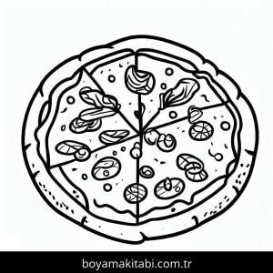 Pizza boyama sayfası – keyifli zaman, renkli çizimler