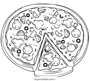 Pizza boyama sayfası – yaratıcılık, eğlenceli etkinlik